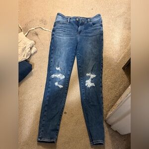 American Eagle Outfitters Dark Blue Distressed Skinny Jeans